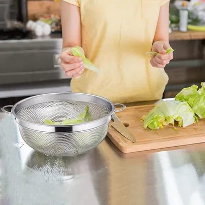 Produktbild von Edelstahl-Pastazeef - Küchenzeef für Gemüse und Obst - 1 Stück - 21 cm - Metall