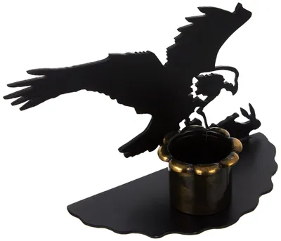 Kerzenhalter Adler, Schmiedeeisen, Schwarz, 14 x 23,3 x 8 cm