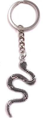 Produktbild von Onwomania Schlüsselanhänger Schlange mit Punkten Silber Metall Anhänger Charm