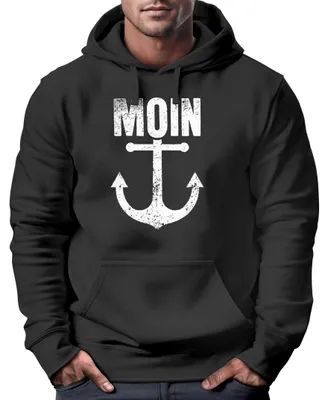 Produktbild von Hoodie Herren Moin Anker Retro Print Aufdruck Maritim Nordisch Kapuzen-Pullover Männer Fashion Streetstyle Neverless® schwarz M