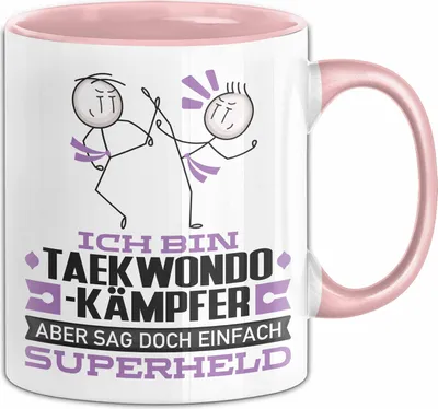 Produktbild von Taekwondo-Kämpfer Geschenk Tasse Ich Bin Taekwondo-Kämpfer Aber Sag Doch Einfach Superheld Lustige Geschenkdiee für Taekwondo-Kämpfer Kaffee-Becher (Rosa)