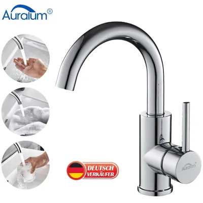 Produktbild von Auralum MAX Wasserhahn 360° Drehbar Bad Armatur Waschbecken Mischbatterie Waschtischarmatur Einhandmischer Badarmatur fürs Badezimmer