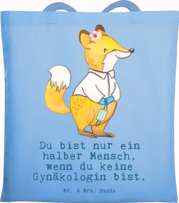 Produktbild von Mr. & Mrs. Panda Tote Bag Gynäkologin Herz - Sky Blue - Geschenk, Shopping Tasche, Spruch, Frauenarzt nach Geburt, Laptoptasche, Jutebeutel, Witzig, Schultasche, Lustig