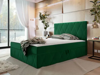 Obrázek produktu pro Hotelová manželská postel 180x200 PALMA - zelená + topper