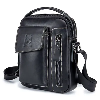 Produktbild von STILVORA Umhängetasche Echtleder, Herren Umhängetasche, Große Umhängetasche, Umhängetasche mit vielen Fächern, Business-Ledertasche schwarz