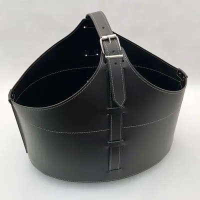 Produktbild von Leder Holzkorb "FIORE" aus Italien | Weiß (white)
