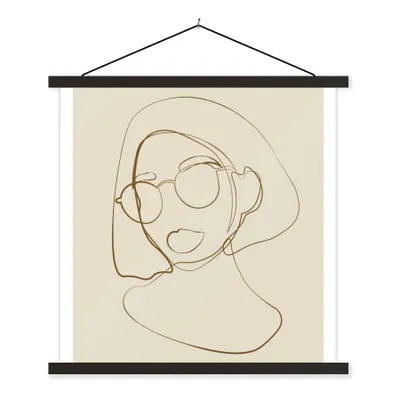 Produktbild von MuchoWow® Textilposter Frau - Linienkunst - Minimalismus 40x40 cm mit schwarzem Rahmen - Fotos