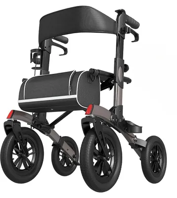 Image de Déambulateur léger - Marchepied pliable - Poignées réglables en hauteur - Capacité de charge jusqu'à 180 kg - Poids : 12,4 kg - Couleur : gris