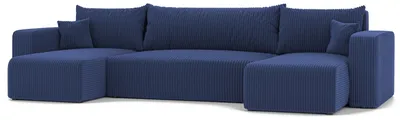 Zdjęcie produktu dla HuskyMeble Narożnik PIERO U z funkcją spania i pojemnikiem na pościel Kształt U, Rozkładana sofa, Rogówka - Granatowy - Poso 05