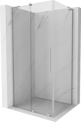 Produktbild von Mexen Velar L Duschkabine Schiebetür 120 x 90 cm, transparent, gebürsteter Nickel - 871-120-090-03-97