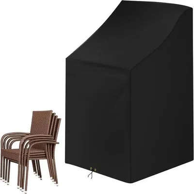 Productafbeelding van Tuinstoelhoes, waterdicht - Stapelbare stoelhoes - 420D Oxford-stof - UV-bestendig - 68 x 96 x 110/150 cm - zwart