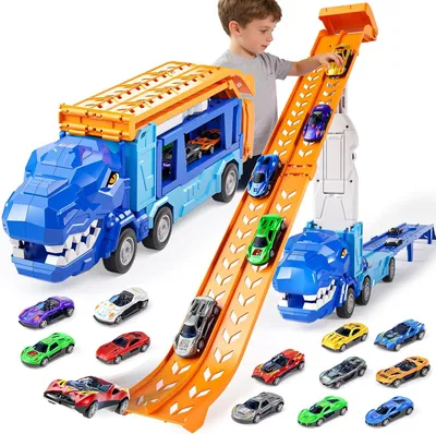 Imagen del producto de Camión de juguete con dinosaurio, ideal para niños de 3 a 5 años, coche de juguete para niños