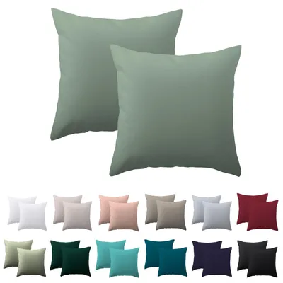 Productafbeelding van Kussensloop, 40x40 cm, 2 stuks - Lichtgroene kussensloop van 100% microvezel met rits, zacht en kreukvrij.