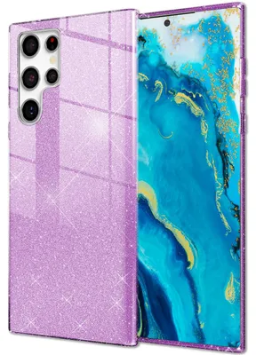 Image de NALIA Housse robuste à paillettes pour Samsung Galaxy S22 Ultra, Housse hybride brillante à paillettes Housse en silicone renforcée Violet