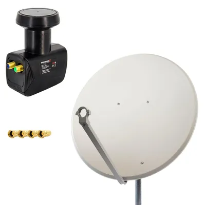 Produktbild von PremiumX SAT Anlage 100cm Antenne Aluminium Twin LNB 4x F-Stecker
