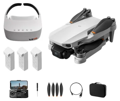 Image de Drone Zimilo VR avec caméra, lunettes FPV VR, mini-drone pliable,via application WiFi, caméra HD, moteur sans balais, 3 batteries