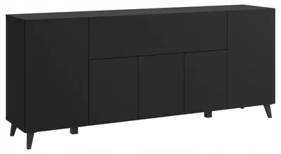 Zdjęcie produktu dla komoda 180 cm do salonu na nóżkach czarny grafit minimalistyczna
