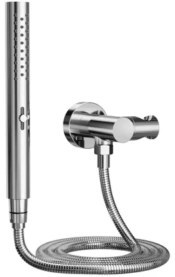 Produktbild von Duschkopf Chrom 2 Strahlarten Handbrause mit Schlauch und Wandanschluss
