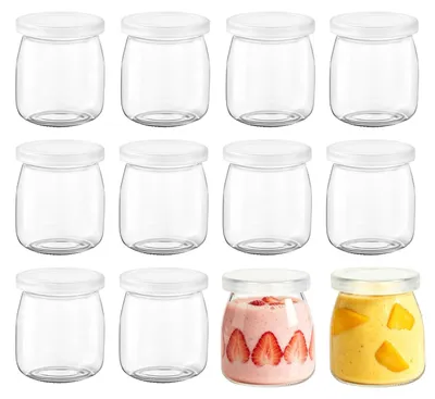 Produktbild von Set mit 12 transparenten Puddinggläsern, je 200 ml Fassungsvermögen