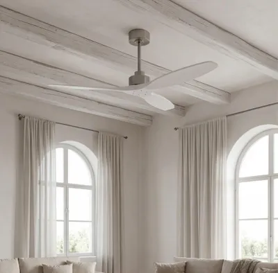 Immagine prodotto di Forlight - Ventilatore da soffitto Stem Evo, Ø 1320 mm, motore DC silenzioso, 30 W, 6 velocità, telecomando incluso, 20-32 m², modalità estate/inverno, pale bianche