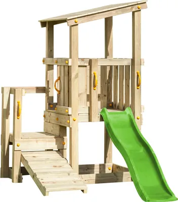 Produktbild von Spielturmking Spielturm CASCADE mit Rutsche 1,75 m + Kletterrampe - Grün 30119-23