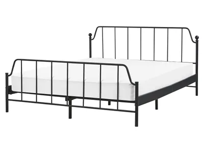 Zdjęcie produktu dla BELIANI Łóżko ze stelażem czarne metalowe 160 x 200 cm nowoczesny design minimalistyczne do sypialni