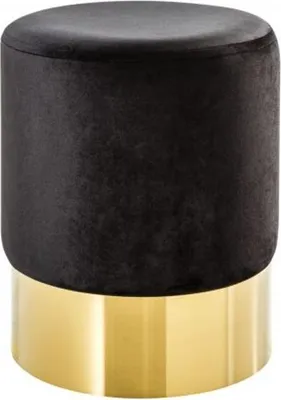 Produktbild von Casa Padrino Designer Rundhocker Schwarz / Gold B. 35 x H. 41 cm - Wohnzimmer Möbel
