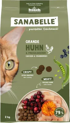 Produktbild von Sanabelle Katzentrockenfutter Adult Grande mit Huhn & Preiselbeeren für Katzen großer Rassen 2 kg
