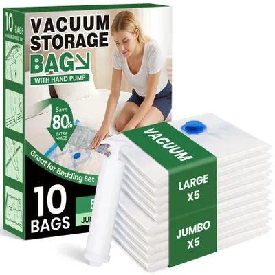 Vakuum-Aufbewahrungsbeutel 10er-Set mit Handpumpe