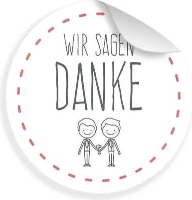 Produktbild von 24 x Sticker „Wir sagen Danke Mann & Mann" (Motiv 55)