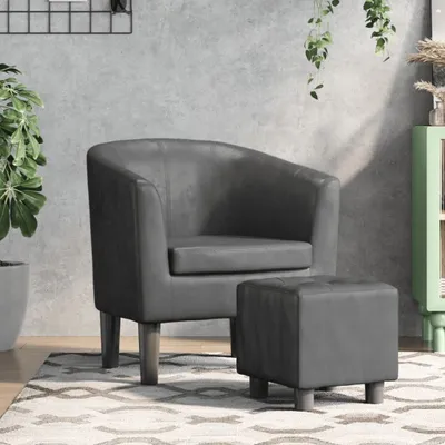 Image de Maison Exclusive - Fauteuil club avec repose-pieds, en similicuir gris