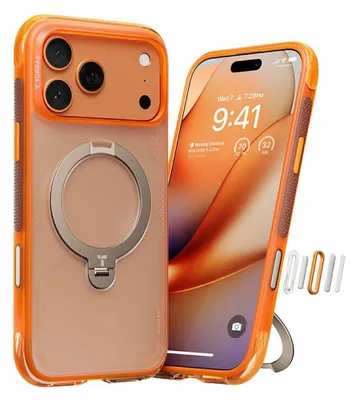 Obrázok produktu pre Torras - Ostand Spin Air Series kryt so stojanom pre iPhone 17 Pro – oranžový (Horizon Orange)