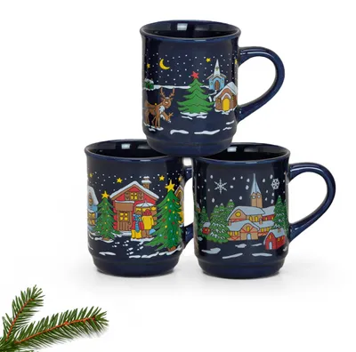 Produktbild von Weihnachtstassen 3er Set Glühweintassen Glühweinbecher