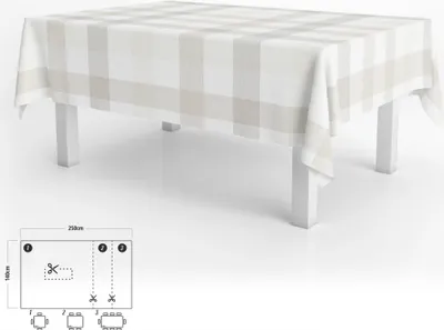 Image de Nappe rectangulaire 140 x 250 cm. Beige à carreaux