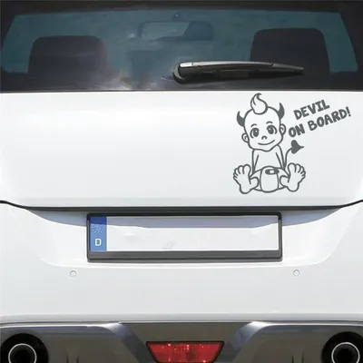 Produktbild von Auto Aufkleber Devil AN Bord Board Teufelchen Junge 17x14 cm Grau Sticker Heckscheibenaufkleber