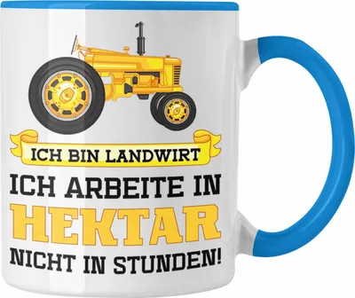 Produktbild von Trendation - Landwirt Geschenk Tasse Landwirtschaft Geschenke für Männer Traktor Spruch Kaffeetasse (Blau)