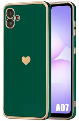 Image de Coque pour Samsung Galaxy A07, Silicone avec Motif Cœur Protection Antichoc Slim Vert Nuit