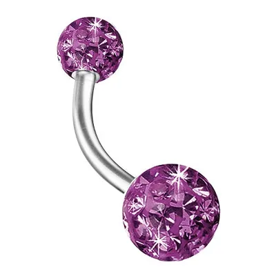 Produktbild von Taffstyle Bauchnabelpiercing Bauchnabelpiercing Banane Piercing Doppel Multi Epoxy Ferido Kristall Kugeln, Amethyst / 10mm