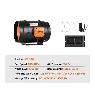 Image de Ventilateur en ligne, régulateur de température et d'humidité, moteur EC