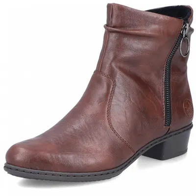 Produktbild von Rieker Damen Stiefelette Reißverschluss Blockabsatz Boot Y0741, Größe:42 EU, Farbe:Braun