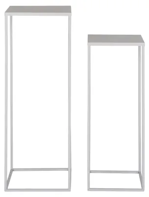 Productafbeelding van Set van 2 Beja Plantenstandaards van Staal — Zandkleurig Ø19×50 en Ø22×60 cm