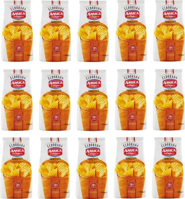 Produktbild von 15x Amica Chips Eldorada Grigliata Salzige Kartoffelchips mit gewelltem Schnitt 130g glutenfreie knusprige Kartoffel chips