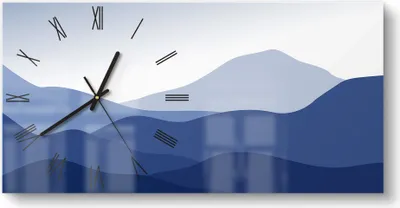 Produktbild von DEQORI Glasuhr 60x30 cm Römisch 'Berge im Blauschleier' Wanduhr Glas Uhr Design leise Küchenuhr