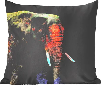 Produktbild von MuchoWow® Zierkissen Sofakissen Wohnzimmer Dekokissen 45x45 cm Elefant - Farben - Tier - Schlafpolster - Polster für das Sofa