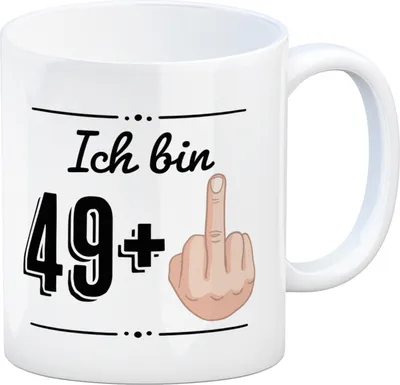 Produktbild von Witziger Kaffeebecher für den 50. Geburtstag mit Motiv: Mittelfinger