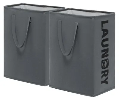 Produktbild von Wäschekorb 2er Set 75L faltbar 43x60cm Grau Dunkelgrau Canvas mit PE-Beschichtung
