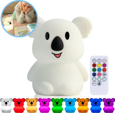 Zdjęcie produktu dla Lampka nocna Kadoing® Koala (duża) – z funkcją dotykową i pilotem – z możliwością ładowania – lampka dla niemowląt – lampka dla dzieci – lampka nocna – zabawka dla dzieci