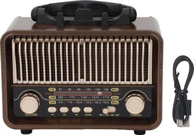 Image de Radio rétro vintage portable AM/FM/SW avec Bluetooth 5.4, batterie 1200 mAh, antenne, port USB-C et prise AUX