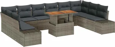 Obrázek produktu pro vidaXL Zahradní sedací souprava s úložným prostorem 11 ks Grey Poly Rattan