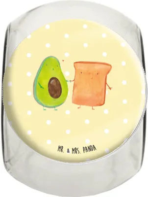Produktbild von Mr. & Mrs. Panda Bonboniere Avocado Toast XL 2000ml - Gelb Pastell - Geschenk, keksglas, Pärchen, Hochzeit, aufbewahrungsglas, Glasdose, glasbehälter, Hochzeitsgeschenk